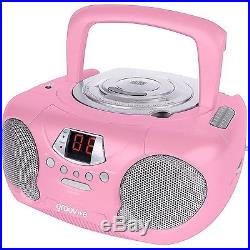 Groov-e Boombox Portable CD Player with Radio & Headphone Jack Pink