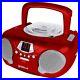 Groov-e Boombox Portable CD Player with Radio Headphone Jack Red
