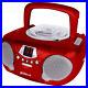 Groov-e Boombox Portable CD Player with Radio & Headphone Jack Red