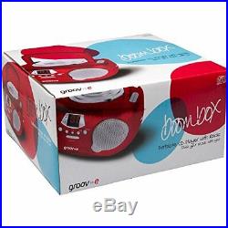 Groov-e Boombox Portable CD Player with Radio Headphone Jack Red
