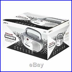 Groov-e Classic Boombox Portable CD Player with Cassette & Radio Classic Silver