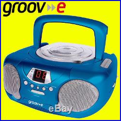 Groov-e GVPS713 BLUE Portable Boombox Kids CD Player Radio Aux-In FREE AUX LEAD