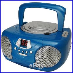Groov-e GVPS713 Portable Audio CD Player Radio Boombox Aux Input LED New Blue