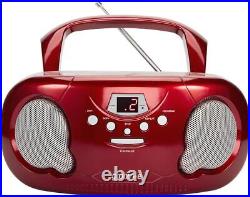 Groov-e GVPS733/RD Portable CD Player Boombox with AM/FM Radio, 3.5mm AU