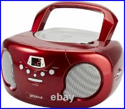Groov-e GVPS733/RD Portable CD Player Boombox with AM/FM Radio, 3.5mm AUX Input
