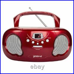 Groov-e GVPS733 Red Portable Boombox Audio CD Player Radio Aux In FREE AUX LEAD