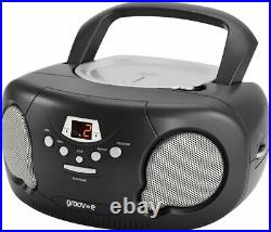 Groov-e GVPS733BK Portable CD Player Boombox with AM/FM Radio, 3.5mm AUX Input