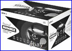 Groov-e GVPS733BK Portable CD Player Boombox with AM/FM Radio, 3.5mm AUX Input