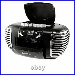 Groov-e GVPS813BK Retro Boombox Portable CD & Cassette Player with Radio Black