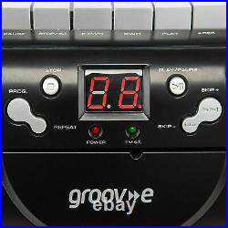 Groov-e GVPS813BK Retro Boombox Portable CD & Cassette Player with Radio Black
