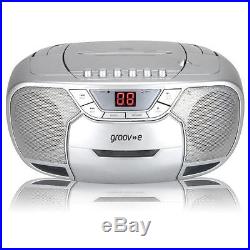 Groov-e GVPS823/SR Classic Boombox Portable CD and Cassette Player with Radio