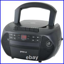 Groov-e GVPS833BK Traditional Boombox Portable CD & Cassette Player with Radio