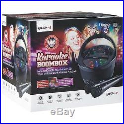 Groov e GVPS923/BK Portable Karaoke Boombox with CD Player and Bluetooth Playback