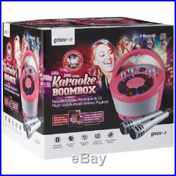 Groov e GVPS923/PK Portable Karaoke Boombox with CD Player and Bluetooth Playback