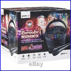 Groov-e GVPS923BK Portable Karaoke Boombox with CD Player and Bluetooth Playback