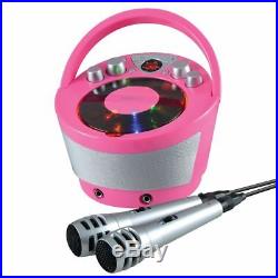 Groov-e GVPS923PK Portable Karaoke Boombox CD Player Bluetooth Playback Pink