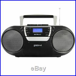 Groov-e GVPS933 Black Bluetooth Boombox Portable CD Cassette Player DAB FM Radio