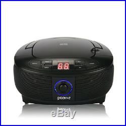 Groov-e Gvps723bk Mini Boombox Portable Retro CD Player With Radio In Black