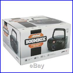Groov-e Gvps723bk Mini Boombox Portable Retro CD Player With Radio In Black