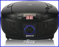 Groov-e Mini Boombox Portable CD Player With Radio Black