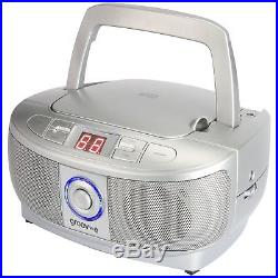 Groov-e Mini Boombox Portable CD Player with Radio Silver