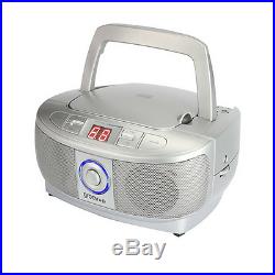 Groov-e Mini Boombox Portable Retro CD Player With Radio In Silver Gvps723sr