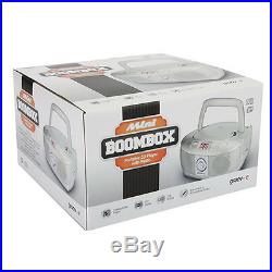 Groov-e Mini Boombox Portable Retro CD Player With Radio In Silver Gvps723sr