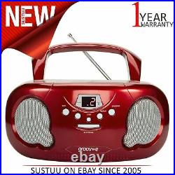 Groov-e Original Boombox Portable CD Player AM/FM Radio 3.5mm Aux-In PS733RD Red