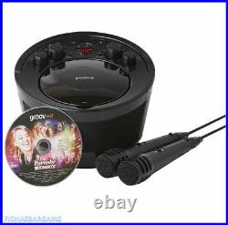 Groov-e Portable Karaoke Boombox With CD Player Bluetooth Wireless 2 Microphones