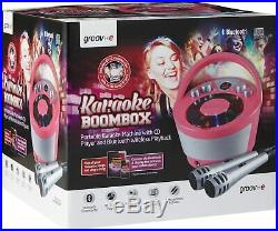 Groov-e Portable Karaoke Boombox with CD Player Bluetooth Playback GVPS923PK New