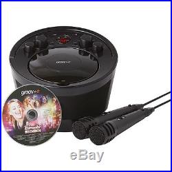 Groov-e Portable Karaoke Boombox with CD Player and Bluetooth Playback Black