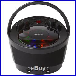 Groov-e Portable Party Karaoke Boombox Machine CDPlayer Bluetooth Wireless Black