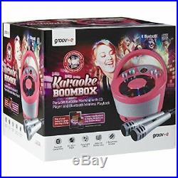 Groov-e Portable Party Karaoke Boombox Machine with CD Player, Bluetooth