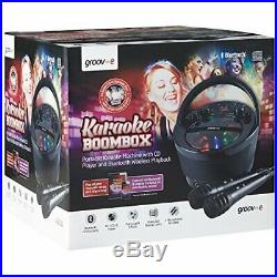 Groov-e Portable Party Karaoke Boombox Machine with CD Player, Bluetooth