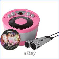 Groov-e Portatile Karaoke Boombox lettore CD & Bluetooth Riproduzione Rosa