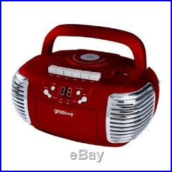Groov-e Retro Boombox Portable CD Cassette And Fm Radio Player Red