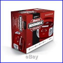 Groov-e Retro Boombox Portable CD Cassette And Fm Radio Player Red