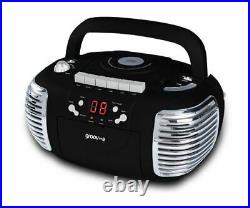 Groov-e Retro Boombox Portable CD Cassette Radio Player Black GVPS813BK