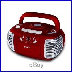 Groov-e Retro Boombox Portable CD, Cassette, Radio Player Red GVPS813RD