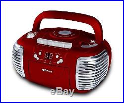 Groov-e Retro Boombox RED Portable CD & Cassette Player with Radio GVPS813RD NEW