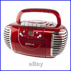 Groov-e Retro Boombox Red Portable CD & Cassette Player With Radio GVPS813RD