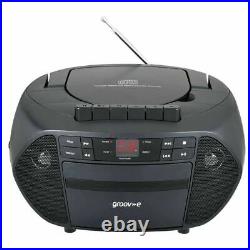 Groov-e Traditional Boombox Portable CD & Cassette Player With Fm Radio