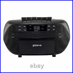 Groov-e Traditional Boombox Speaker, Portable CD & Cassette Player with FM Ra