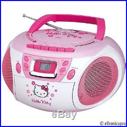 HELLO KITTY KIDS GIRLS PORTABLE CD CASSETTE PLAYER / RECORDER RADIO BOOMBOX NEW