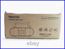 HERNIDO Portable CD Player Boombox Bluetooth Black with Remote