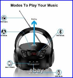 HIMAP CD Player, Portable Boombox with FM Radio, Bluetooth Speaker with CD Playe