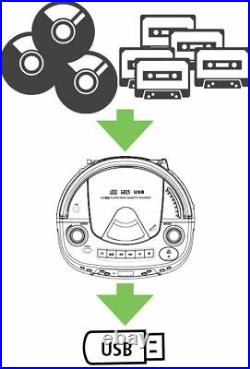 HamiltonBuhl AudioStar Boombox Radio, CD, USB, Cassette Player- Tape & CD Conver