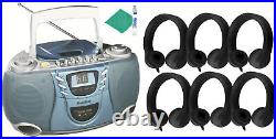 HamiltonBuhl Bluetooth CD Cassette Boombox with Headphones and Cleaning kit