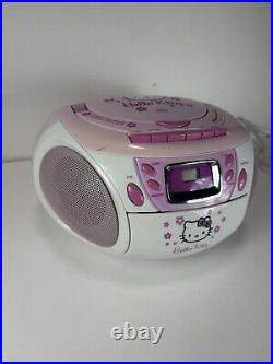 Hello Kitty AM/FM Radio Cassette Recorder CD Player Boombox Model KT2028A WORKS