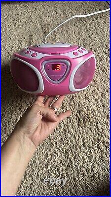 Hello Kitty CD Player Boombox Radio AM/FM Model KT2025 LED 2016 Tested Works EUC